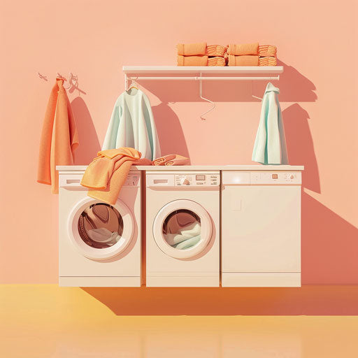 Realistic laundry illustration on pastel peach background
