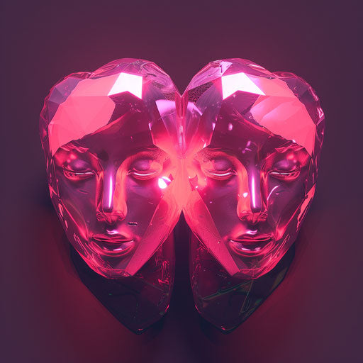 Two hearts in the style of dark and light pink hearts
