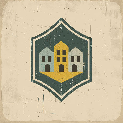 Vintage badge real estate logo with retro color palette