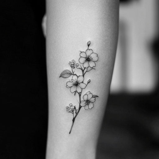 Simple flower tattoos with delicate cherry blossom branch