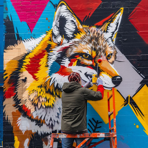 The coyote graffiti artist in the city