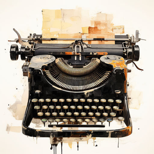 Typewriter graphic in oil painting style