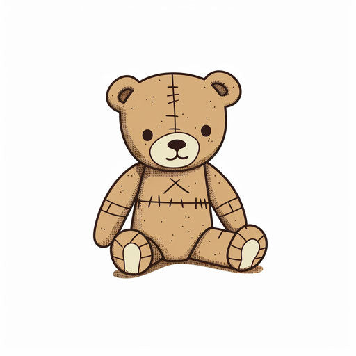 Minimalist Teddy Clipart on White Background