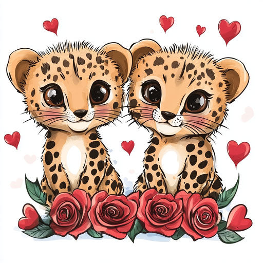 Two cute cheetah cubs for Valentine's Day