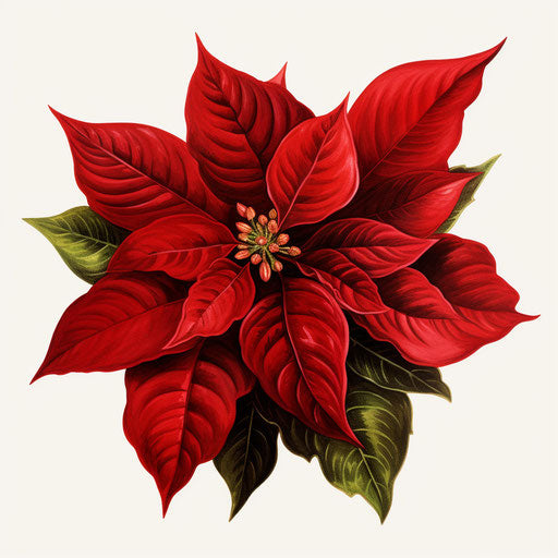 Poinsettia illustration in the style of Chiaroscuro Art
