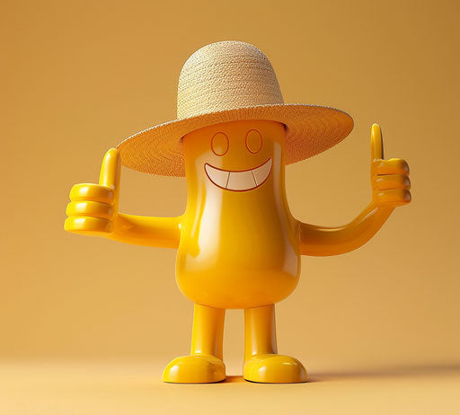 Happy man with straw hat giving a thumbs up