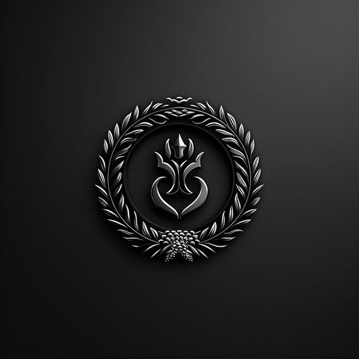 Luxury logo design with silver emblem on black background