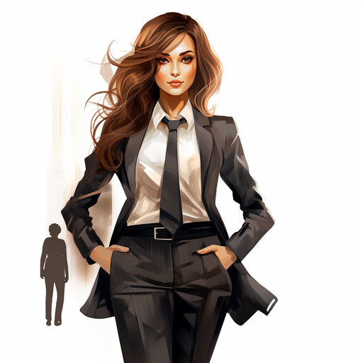 Businesswoman Clipart in the style of Chiaroscuro Art, on white background