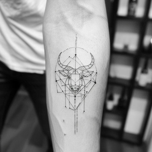 Modern minimalistic tattoo sketch of Taurus constellation