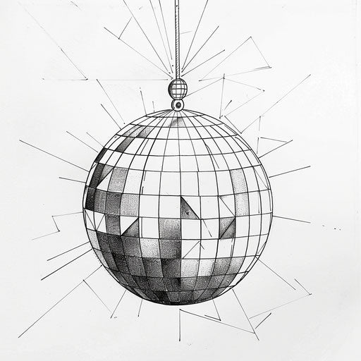 Sketching a minimalist disco ball tattoo with clean lines.
