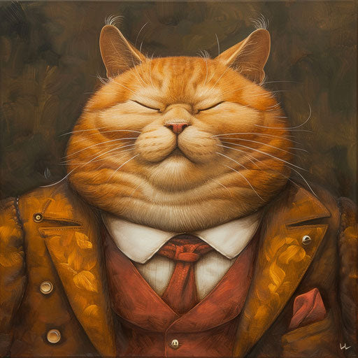 fat cat oil painting