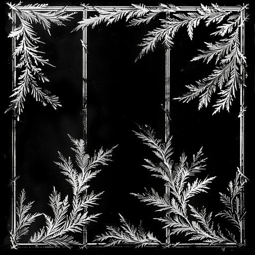 Flat tattoo sketch of a micro realism frosted window pane