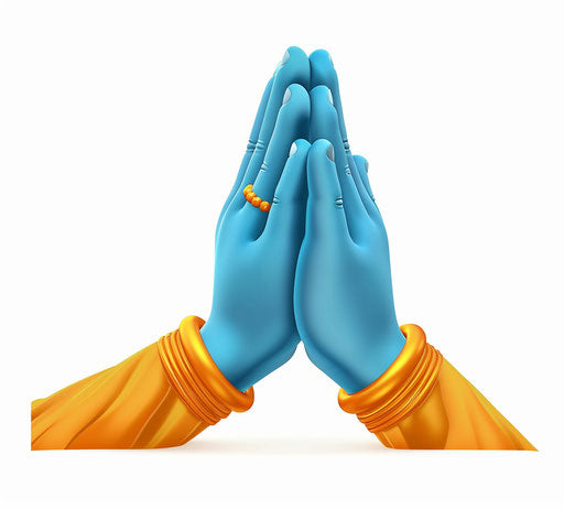 Prayer with blue hands on white background, 29:26