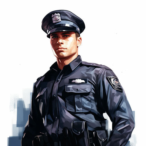 Illustration of a police officer in Chiaroscuro Art on white