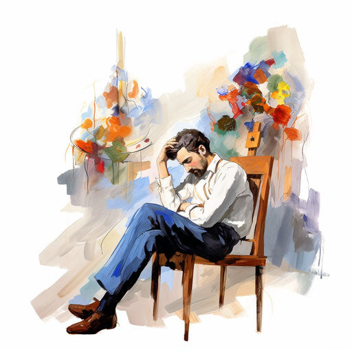 Bored clipart in the style of Impressionistic Art, on white background