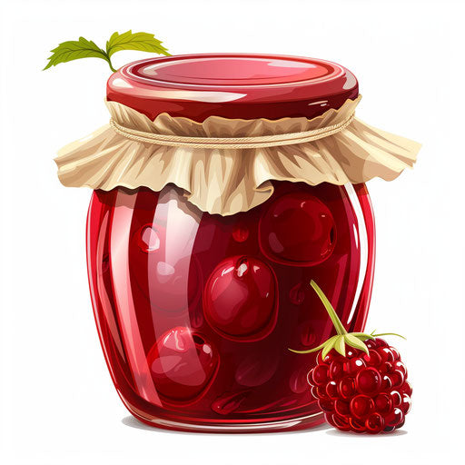 Realistic jam clipart on random flat background with detailed wings