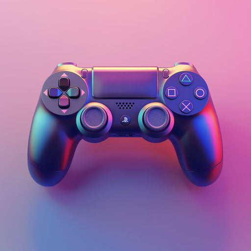 Gaming controller on random background, vivid realistic style