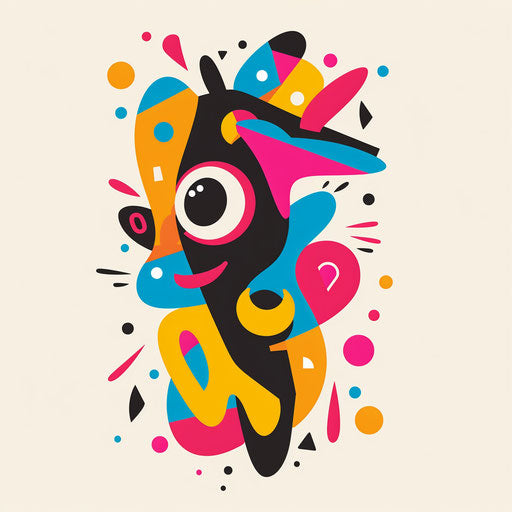 Playful t shirt logo design with bright colors and fun shapes