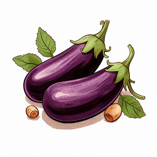 Eggplant clipart in the style of Chiaroscuro Art on white background