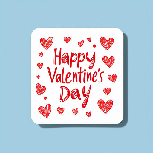 Happy Valentine's Day with red hearts on white background
