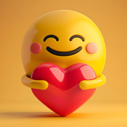 Smiling emoticon holding a heart