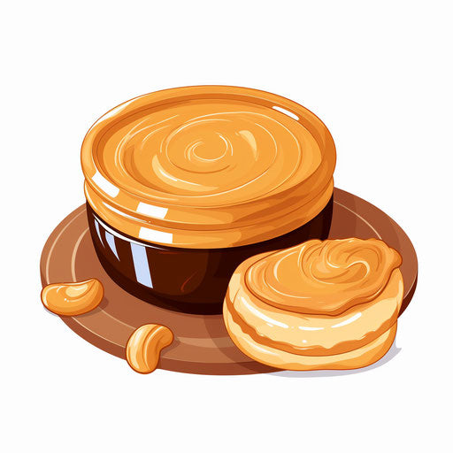 Minimalist peanut butter illustration on white background