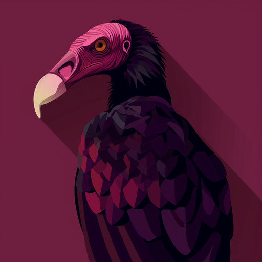 Realistic vulture clipart on flat maroon background