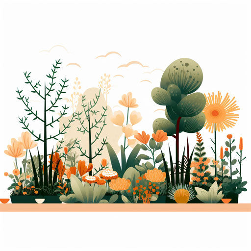 Minimalist garden background on white