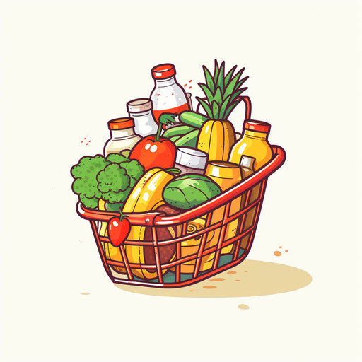 Minimalist style grocery clipart, on white background