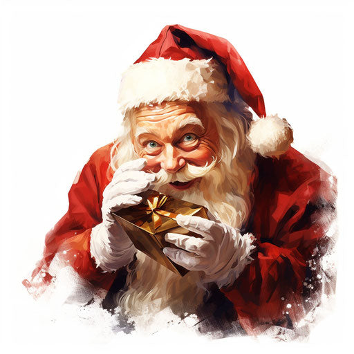 Secret Santa illustration in the style of Oil painting