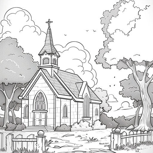 Satirical church scene with comedic elements