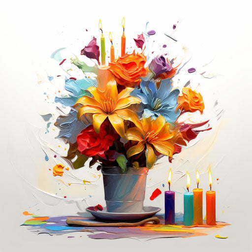 Birthday illustration in oil painting style
