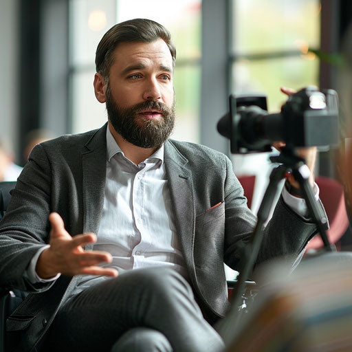 Journalist conducting interviews for a groundbreaking story