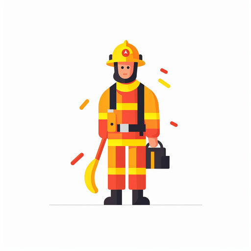 Fireman clipart in minimalist style on white background