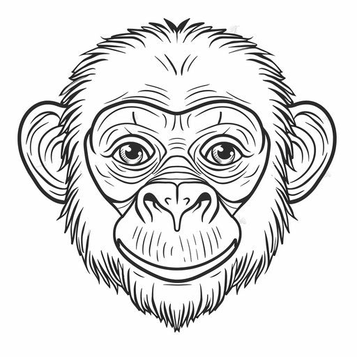 Simple monkey face for easy coloring