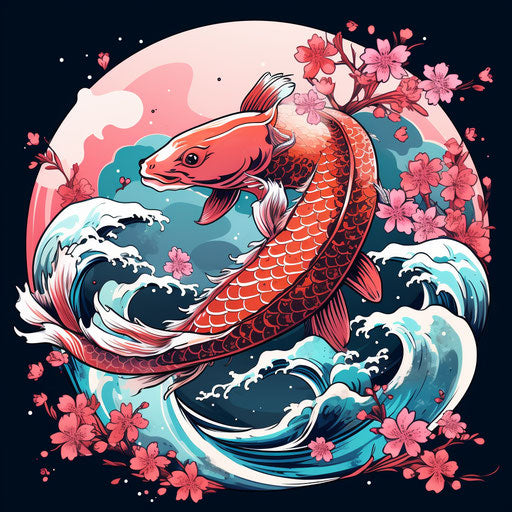 Cartoon style koi fish in the sea