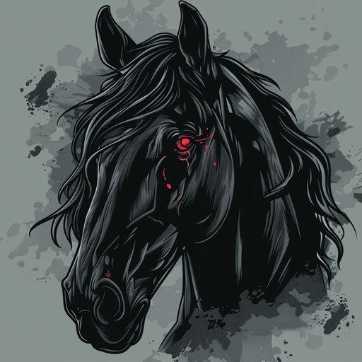 Dark horse in modern flat tattoo sketch