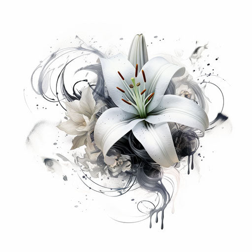 Star Lily Tattoo, Detailed Botanical Illustration