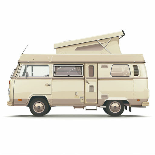 Realistic camper illustration on flat white background