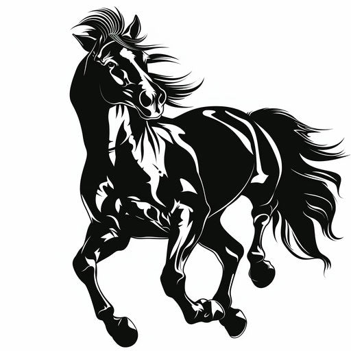 Galloping horse silhouette in flat tattoo style