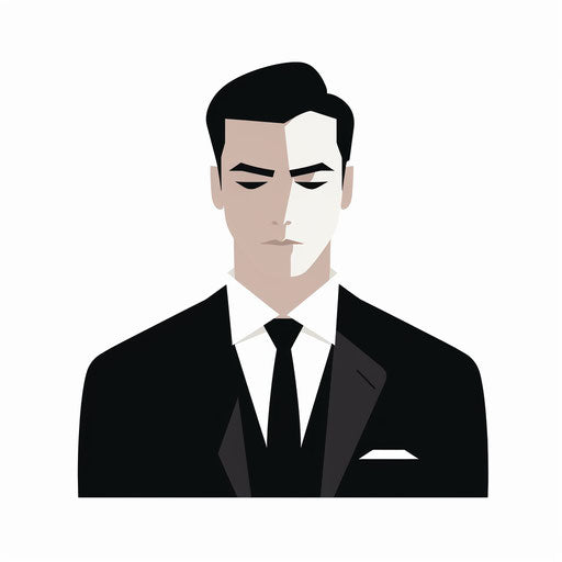 Minimalist illustration of Mr. Clipart on white background