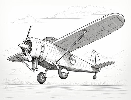 Airplane coloring pages, precisionist lines and shapes