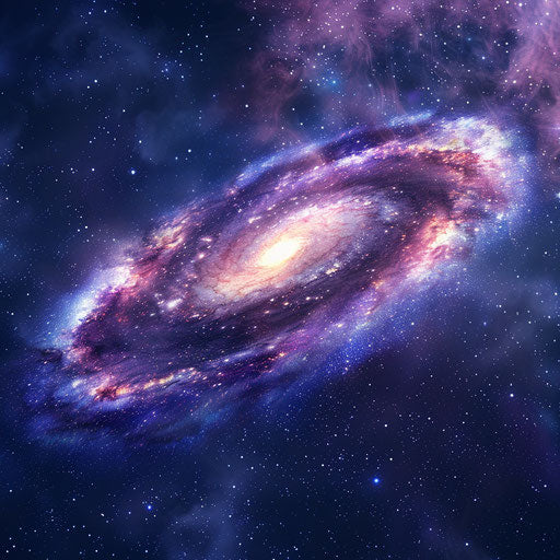 Galaxy in photo realistic style with flat random background