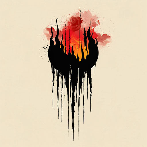 Minimalistic tattoo sketch of a fiery pit symbolizing hell