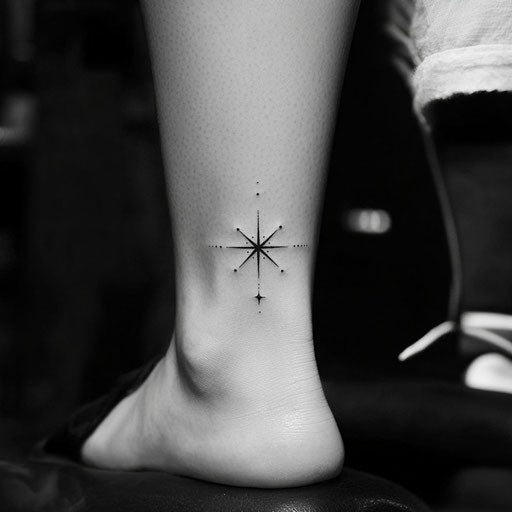 Ankle tattoos for women with minimalist star pattern