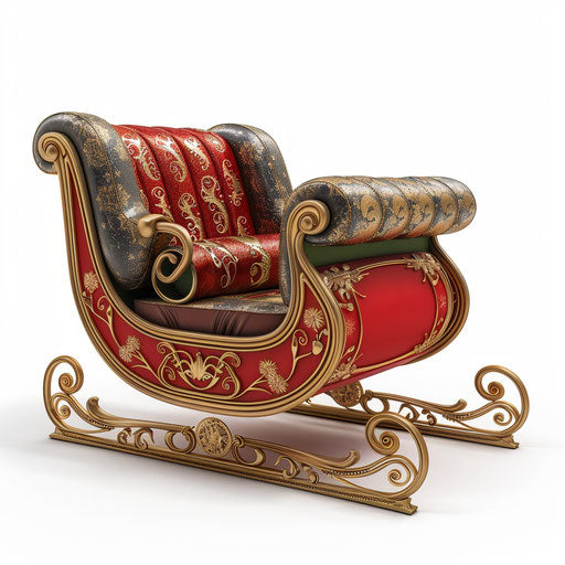 Santa sleigh clipart with realistic white background