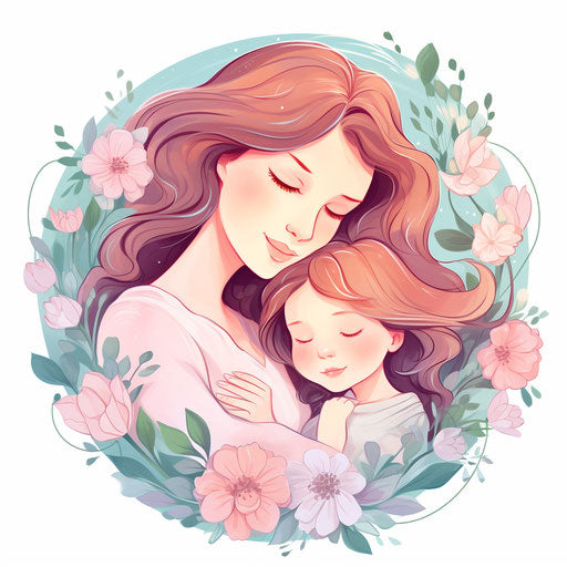 Mother illustration in the style of Pastel Colors Art