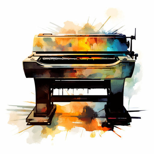 Printer Clipart in the style of Oil painting, on white background