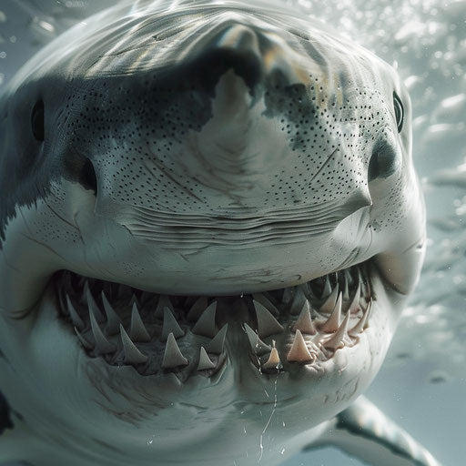 Close-up of intricate skin details of great white shark