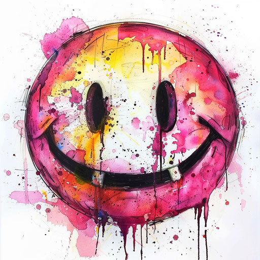 Watercolor smiley face tattoo design